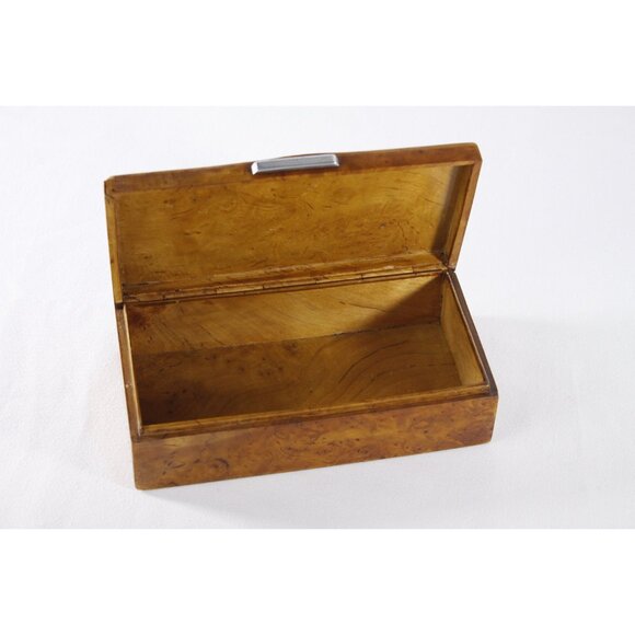 Superb Art Deco Lidded Box of Bird's-Eye Maple with Chrome Handle, French 1920s - Picture 10 of 10